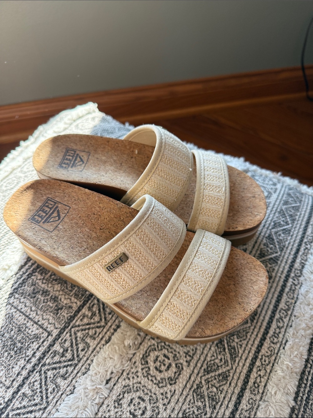 Reef Cream Double-Strap Cork Slide Clogs